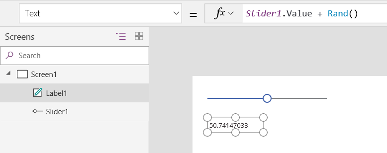 A screen displaying a label control with 50.741.