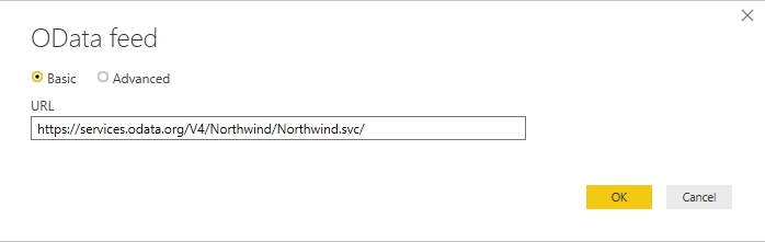 Screenshot that shows the OData connection.