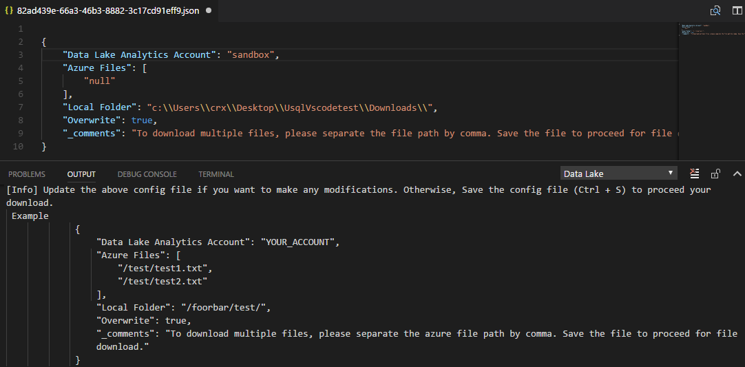 JSON file with paths for file download