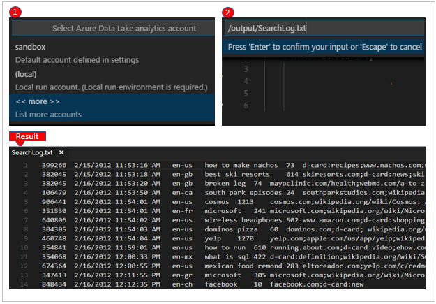 Steps and result for previewing the storage file