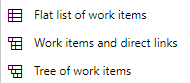 Screenshot of the query types in Azure Boards with the icon indicators.