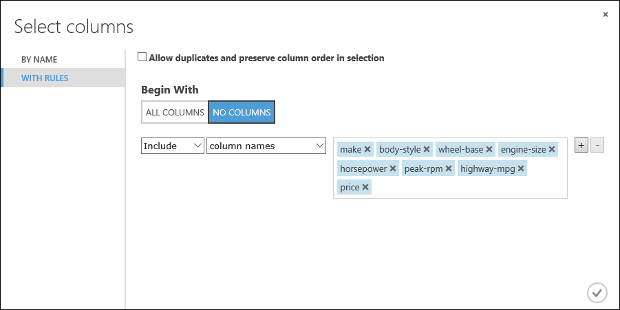 Select the columns (features) to include in the prediction