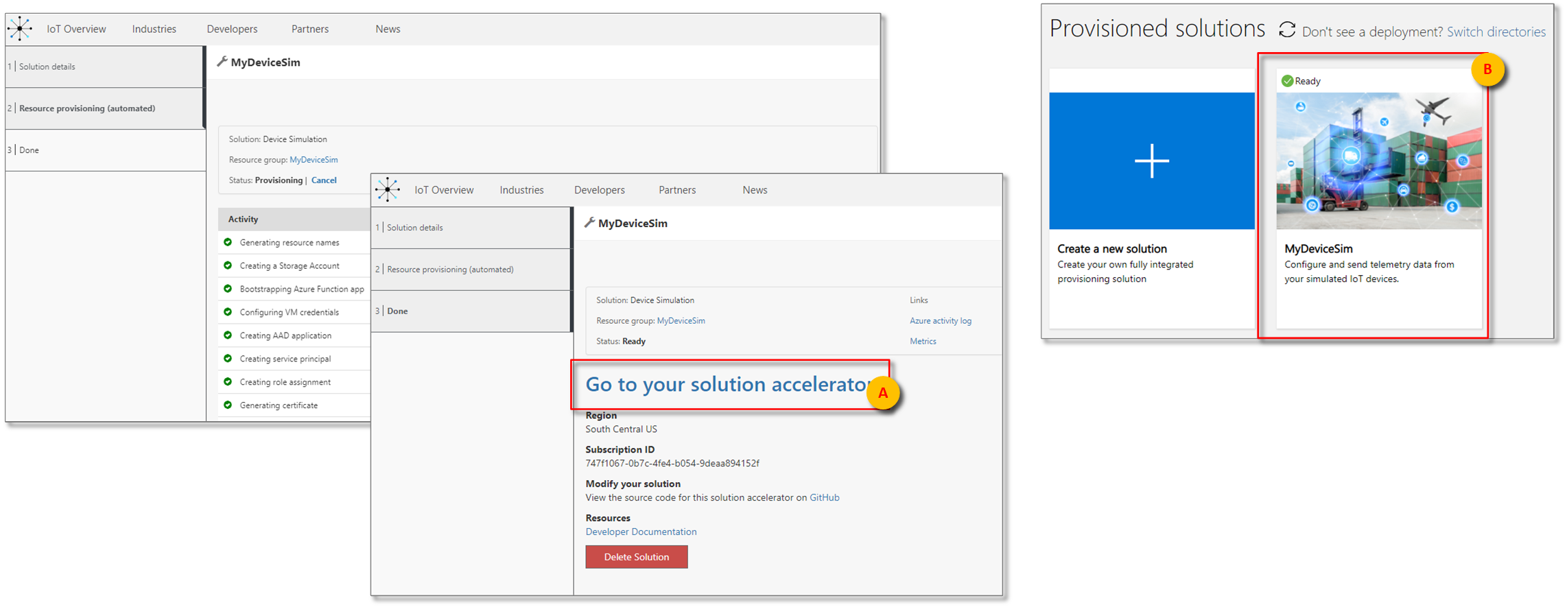 Device simulation solution provisioning complete.