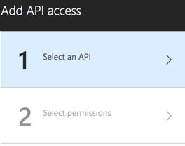 Screenshot that shows the Select an API option.