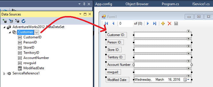 raddata Data Source drag operation Data Source drag operation