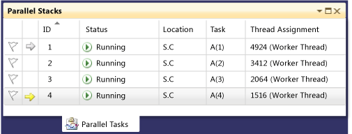 PDW_Walkthrough_6 Four running tasks in Parallel Tasks window