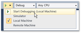 VSRUN_DropDownList Start degugging and select target