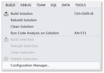 BuildWalk_ConfigurationManagerDialogBox Build menu, Configuration Manager command