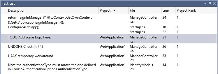 vs2015_task_list Task List window