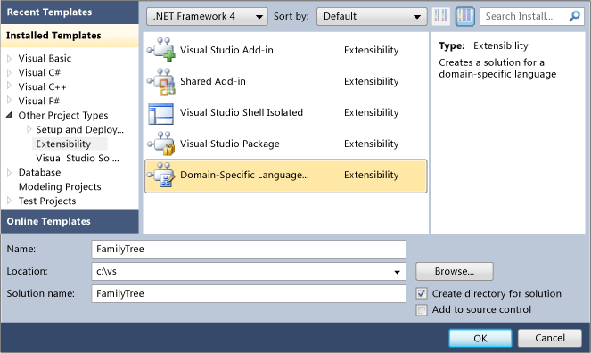 Create_DSLDialog Create DSL dialog