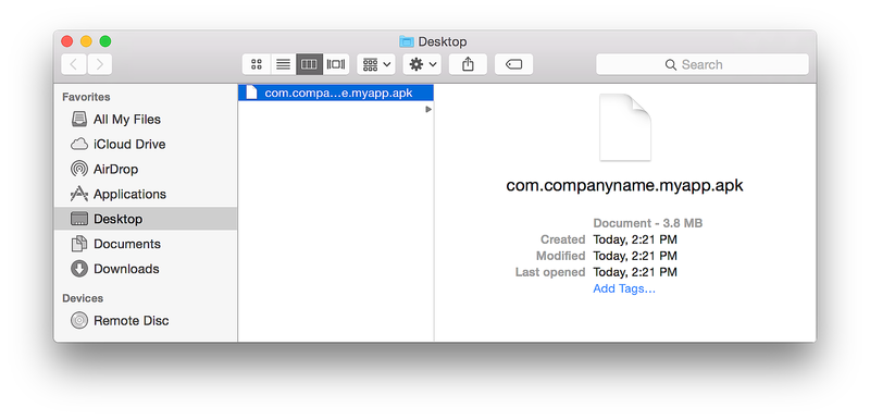 APK shown in Finder
