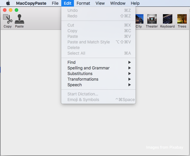 Opening the Edit menu Opening the Edit menu