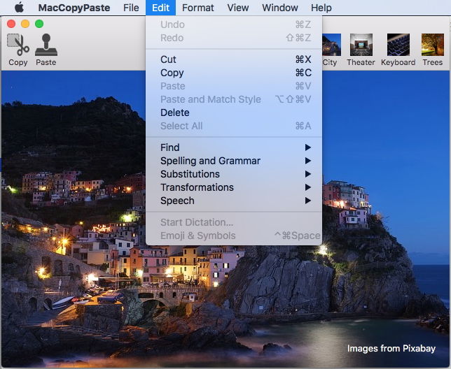 Showing the Edit menu items are enabled Showing the Edit menu items are enabled