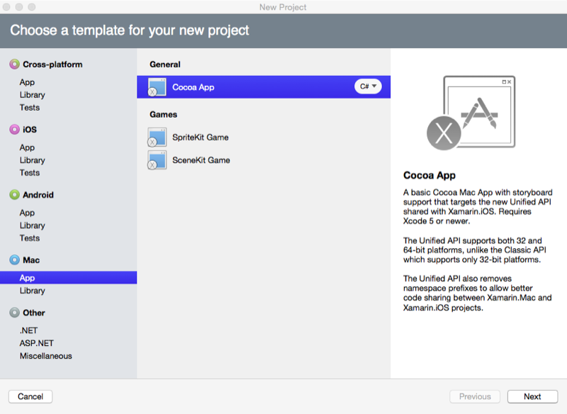 Creating a new Cocoa app project Creating a new Cocoa app project