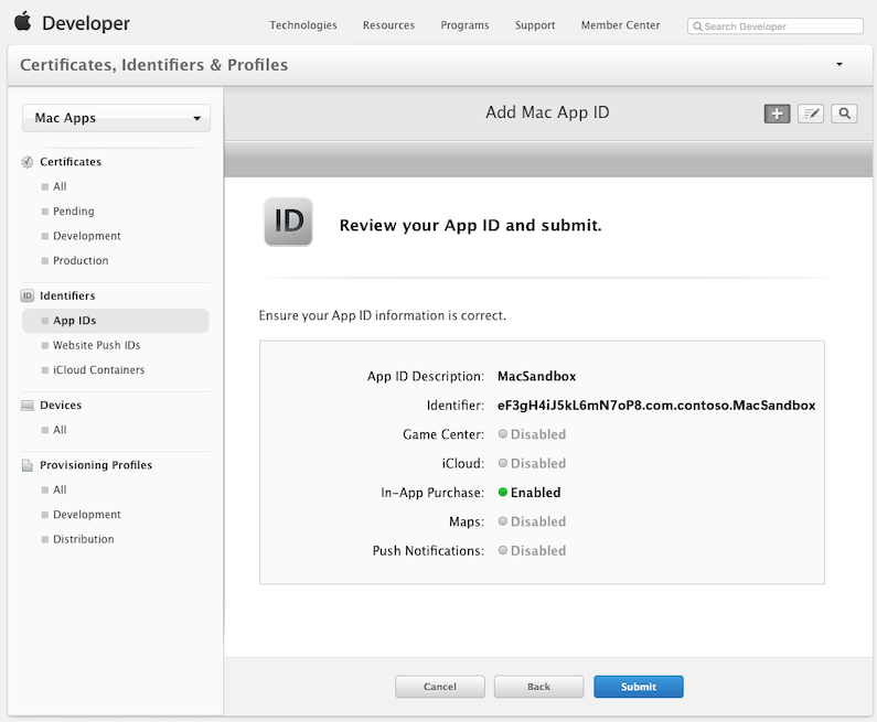Creating a new App ID Creating a new App ID
