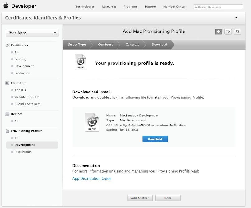 Giving the profile a name Giving the profile a name