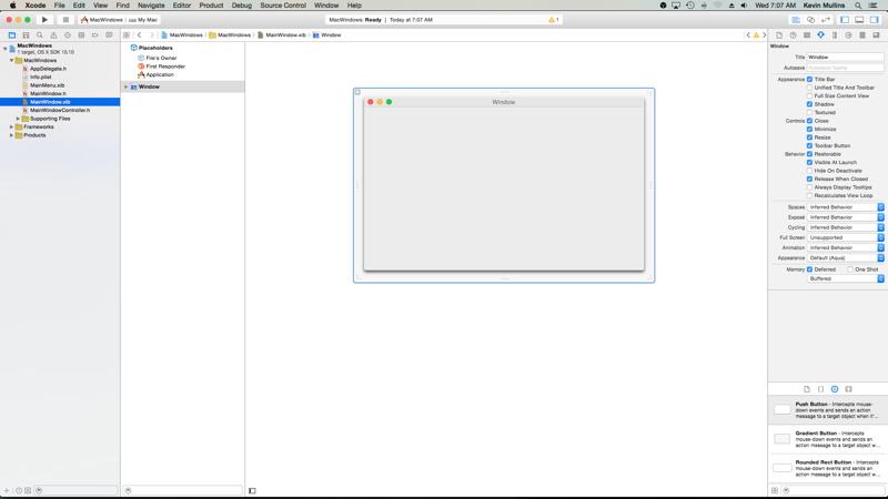Editing the MainWindow.xib Editing the MainWindow.xib