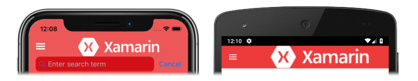 Shell page with a title view Screenshot of Shell page with a title view, on iOS and Android