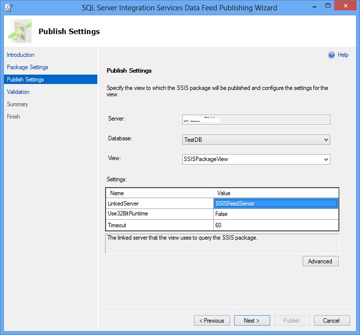 Data Feed Publishing Wizard - Publish Settings Pag Data Feed Publishing Wizard - Publish Settings Pag