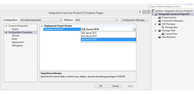 TargetServerVersion property in project properties dialog box TargetServerVersion property in project properties dialog box