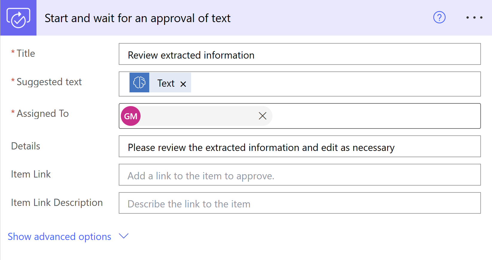 Screenshot of how the approval action should appear.