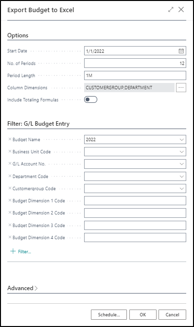 Screenshot showing the Export to Excel page.
