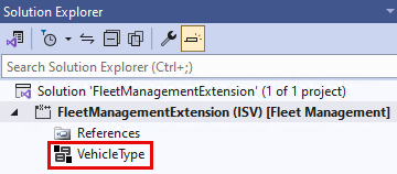 Screenshot showing the VehicleType property.