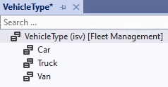 Screenshot showing the three vehicle types.