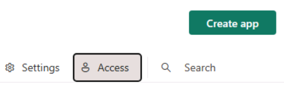 Screenshot of the Access button on the Workspace ribbon.