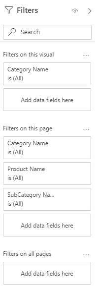 Screenshot of the Filters options for the visual.
