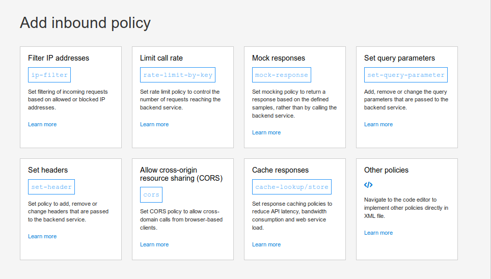 Screenshot of the All APIs scope to add policy in the portal.
