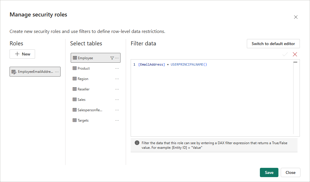 Screenshot of Dynamic role-level security.