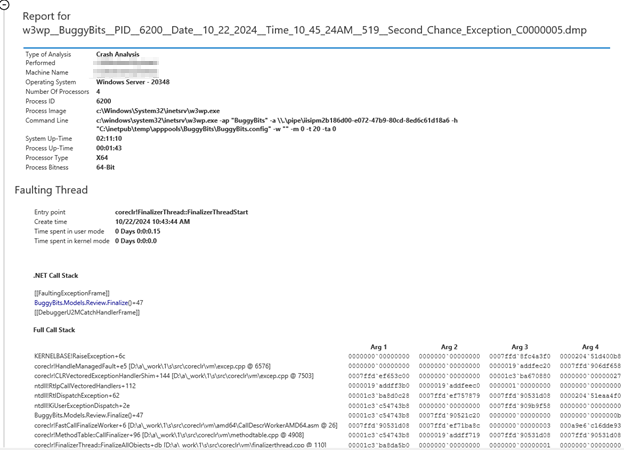 Screenshot of an access violation report detail.