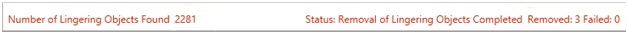 Screenshot of the status bar of the Lingering Object Liquidator.