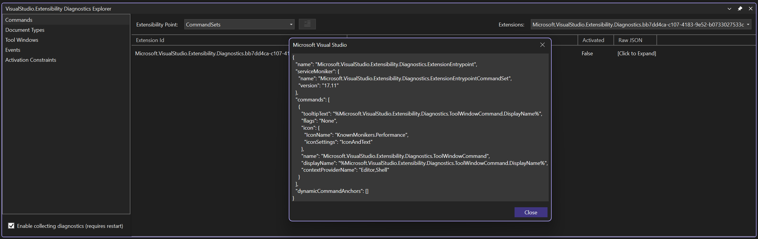 Screenshot of the "Click to Expand" modal dialog."