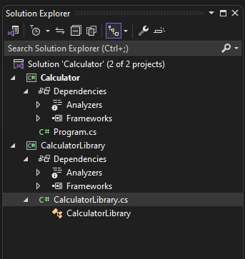 Screenshot of two projects in Solution Explorer.