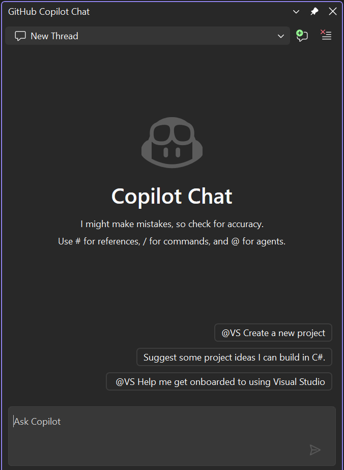 Screenshot of the Copilot Chat window.