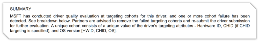 Screenshot of the Summary section with the summary of the report and action you can take to resolve the problem.