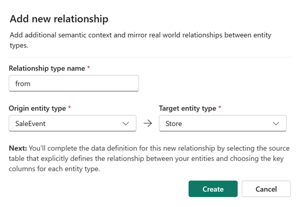 Screenshot of entering relationship type details.