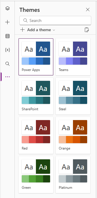 Themes pane
