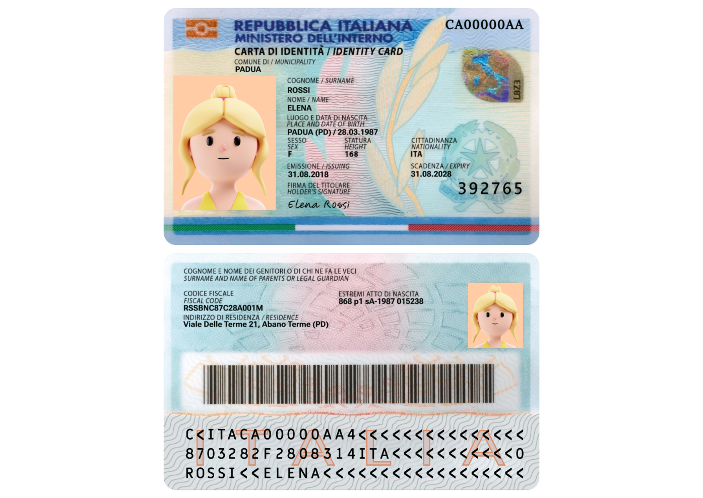 Scan of a sample driver's license.
