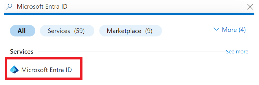 Screenshot of Microsoft Entra ID search results in the Azure portal.