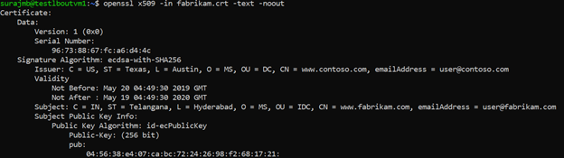 Screenshot of certificate verification.