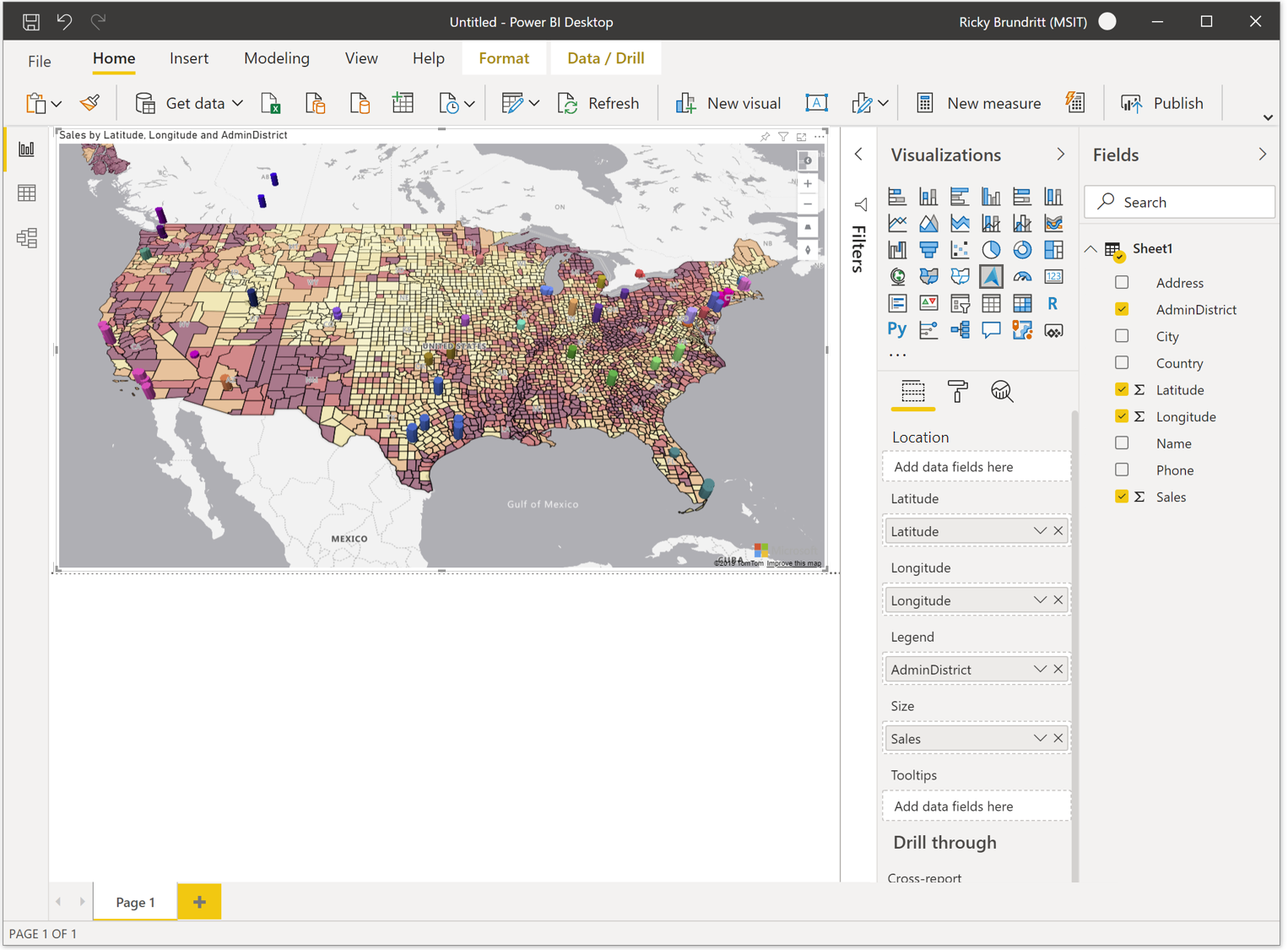 Карта в power bi