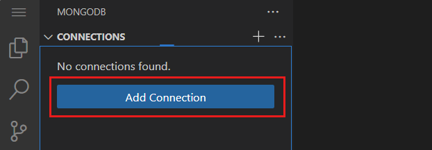 Screenshot of the added connection button in the MongoDB extension.