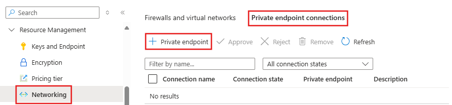 Screenshot of the private endpoint section for Foundry Tools.