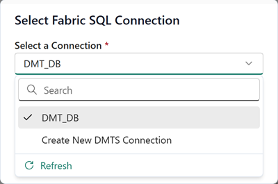 Screenshot of selecting the SQL connection.