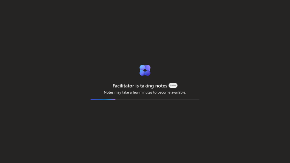 Screenshot that shows the Facilitator loading screen while it is generating notes.