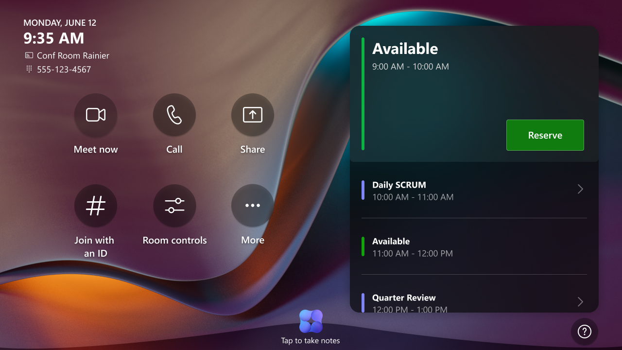 Screenshot that shows the Take Notes message on the console.