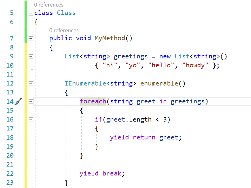 Screenshot of Foreach using IEnumerable sample.
